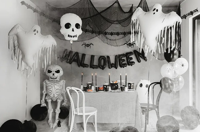 Balon foliowy Duch z frędzlami 93x86cm FB302 Halloween PartyDeco